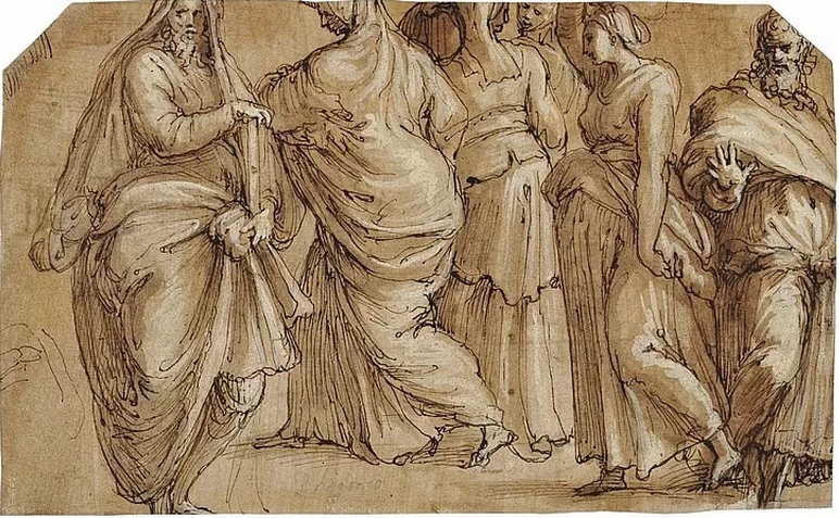 Perin del Vaga - 203, Due santi e un gruppo di quattro figure
